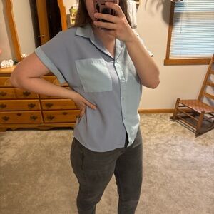 SHEIN Sky Blue Button-Down Shirt